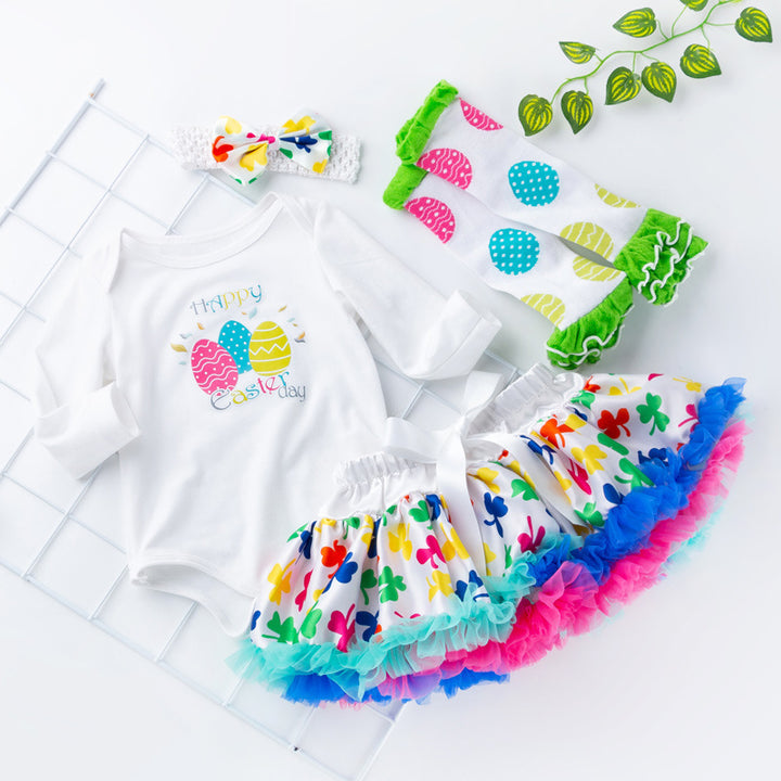 Easter Egg Long Sleeved Romper Tutu Suit