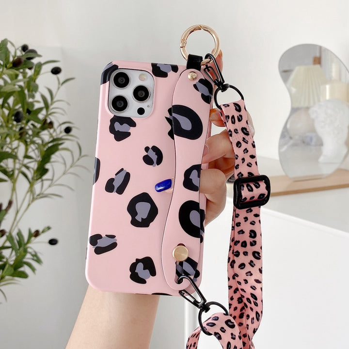 Leopard Print Wristband With The Same Lanyard Phone Case