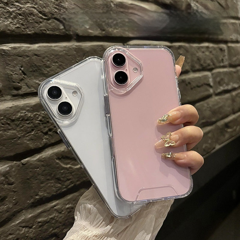 New Transparent Simple Metal Button Drop-resistant Phone Case