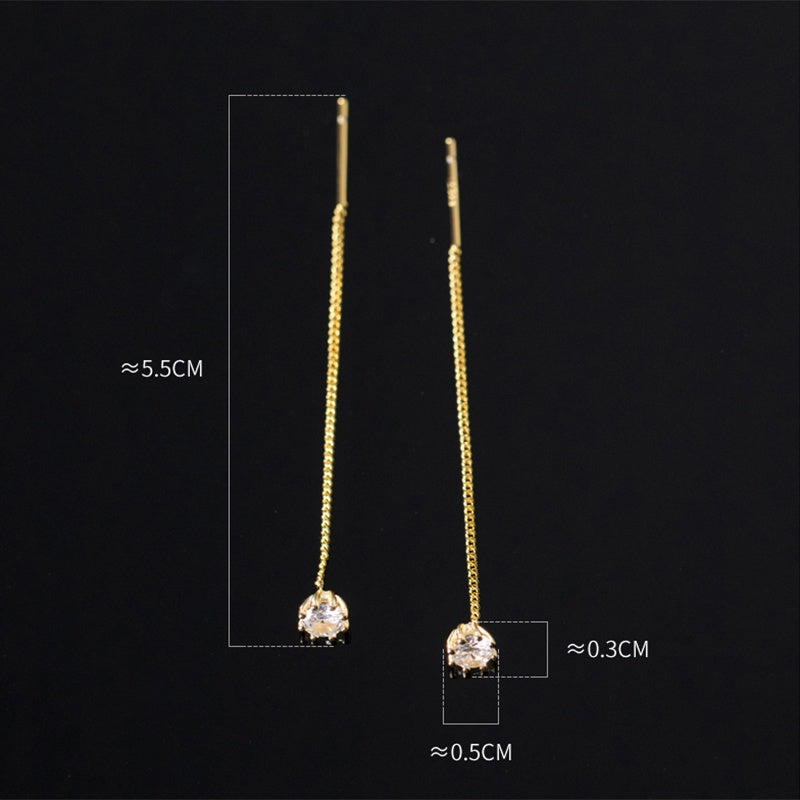 Feminine Versatile Elegant Shiny Zircon Tassel Earrings