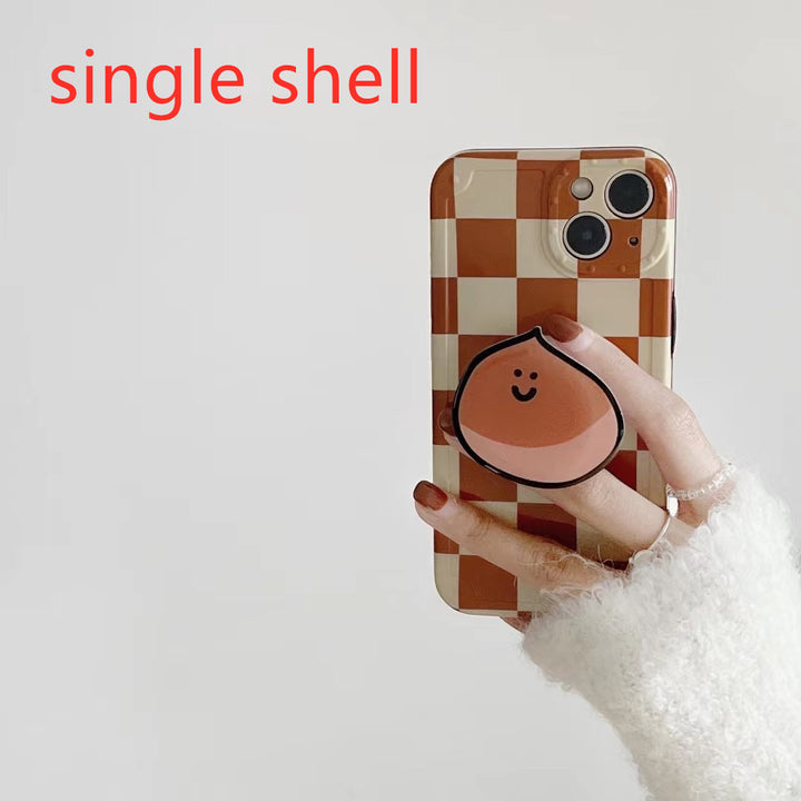 TPU Checkerboard Orange Stand Phone Case