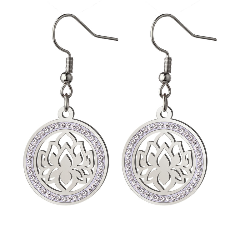 Hollowed-out Lotus Pattern Women's Stainless Steel Earrings