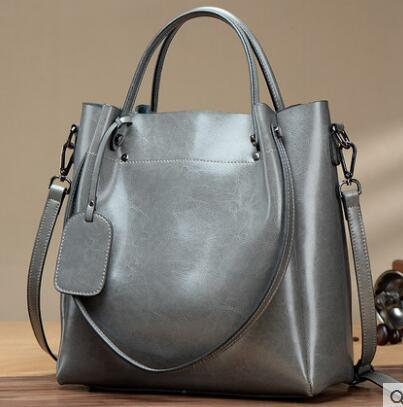 Women's Fashion Simple Portable Oil Wax Cattle Leather Bag