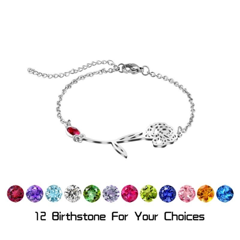 Brățară de flori pentru femei cu Crystal Birthstone Christmas