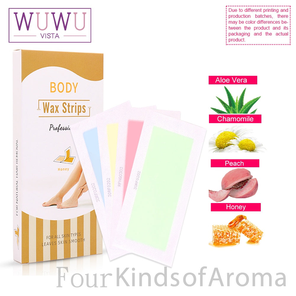 WUWUVISTA Wax Strips 20pcs Sugar Wax Professional Hair Removal Wax Strips For Summer Leg Body Face Wax Paper