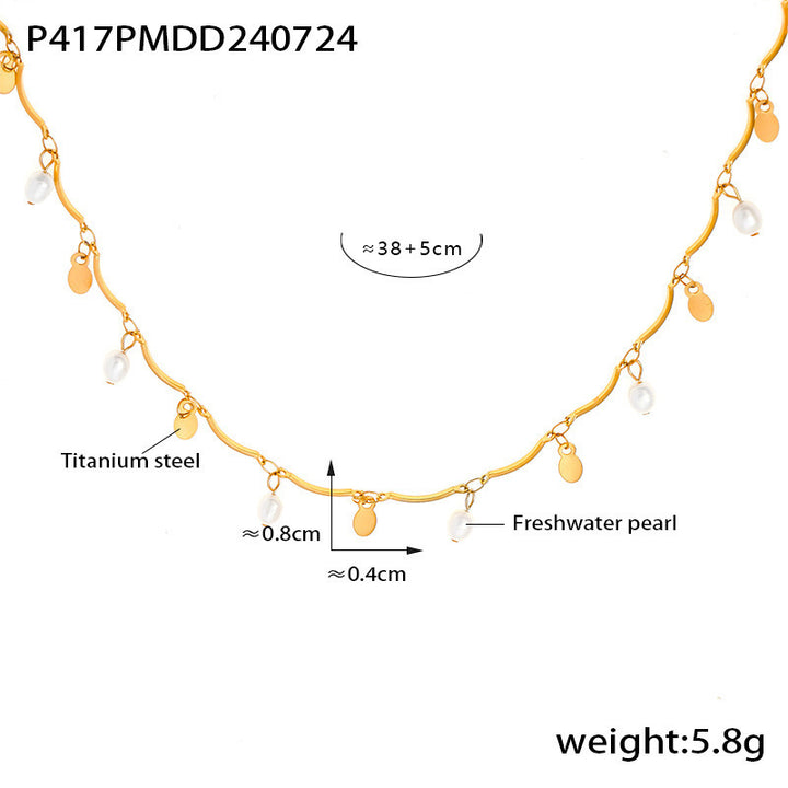 Geometric Natural Colier natural natural de perlă de apă dulce Colier de modă Accesorii cu mai multe elemente din oțel din oțel din titan 18k