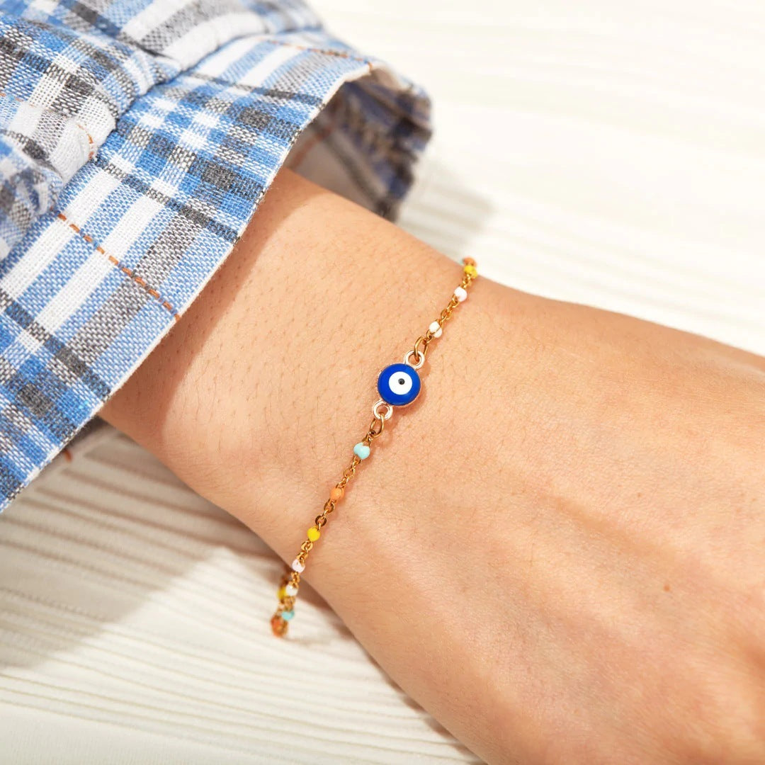 S925 Silver Evil Demon Eye Enamel Dripping Oil Bracelet Female Simple Fashion Bracelet