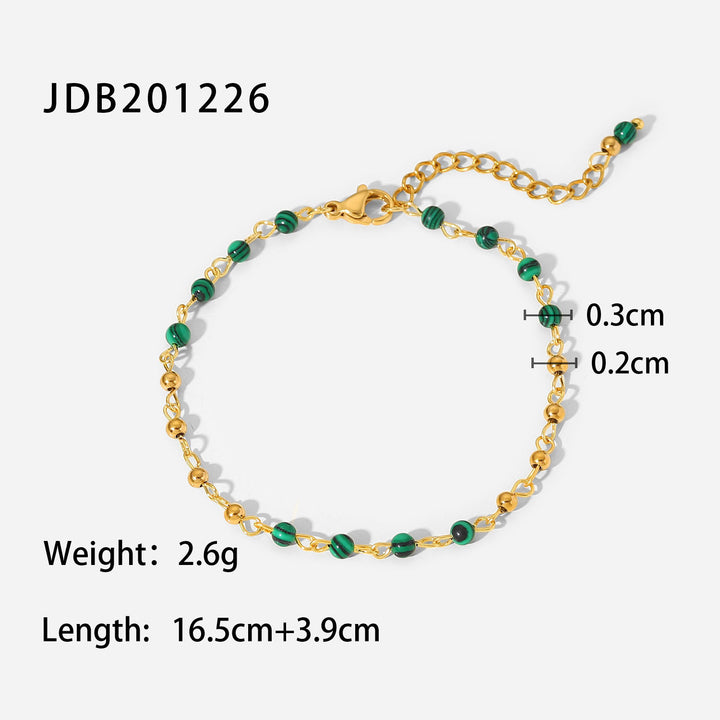 Women's Fashion Geometric Malachite Ball Bracelet