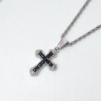 European And American Diamond Cross Necklace Hip Hop Trend