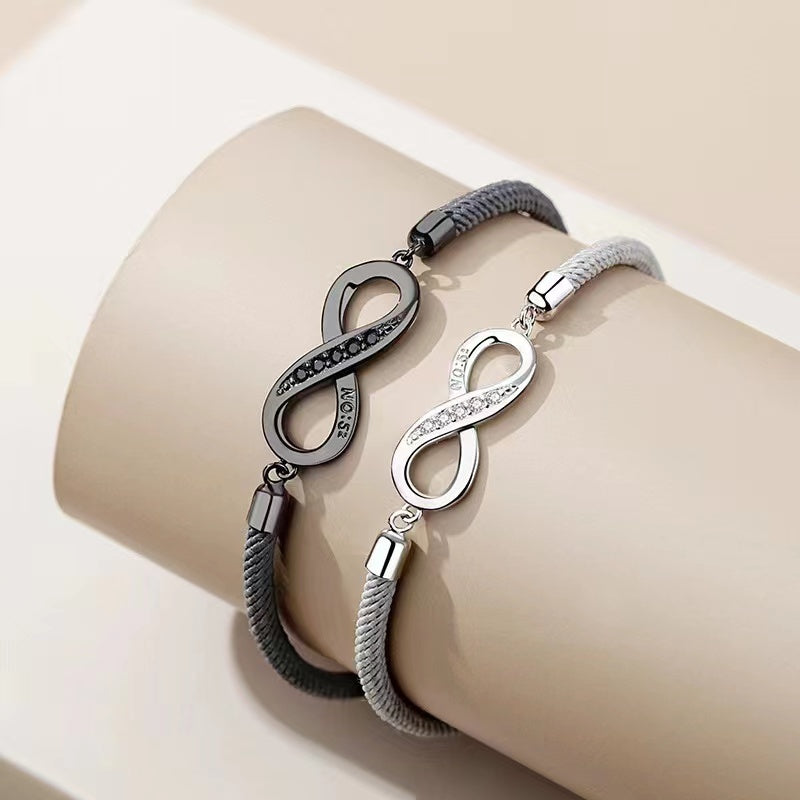 Mobius Ring Couple Bracelet Sterling Silver Pair