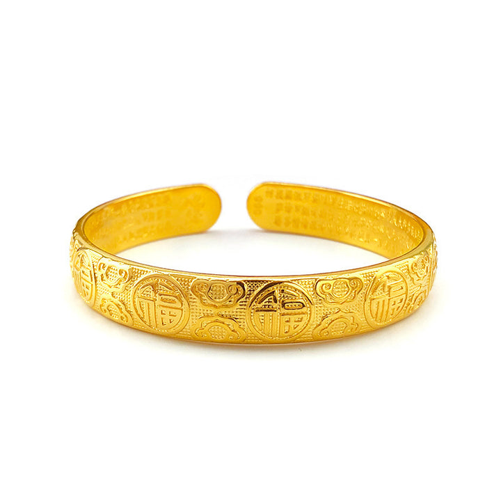 Retro With Opening Alluvial Gold Plated Bracelet