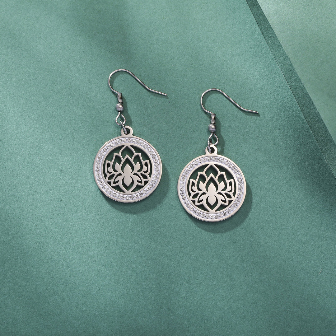 Hollowed-out Lotus Pattern Women's Stainless Steel Earrings