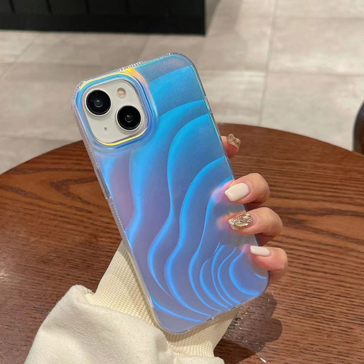 Three-dimensional Wave Laser Phone Case Aurora Discoloration