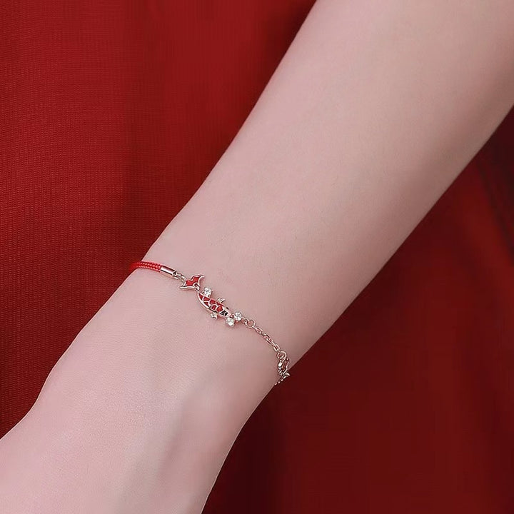 Koi Bracelet Girls' Sterling Silver 925 Niche Accessories Red Rope