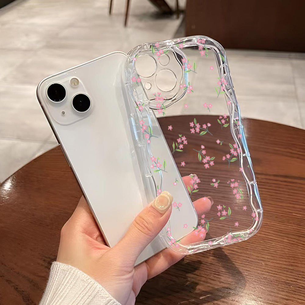 Fashion Brand Cream Pattern Transparent Case 15 Phone CaseFlowers