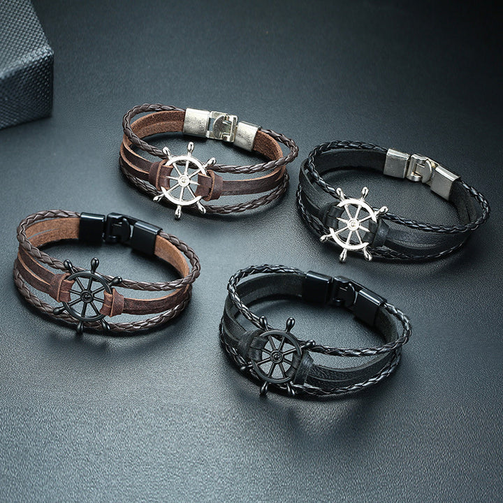 Alloy lucky figure 8 leather bracelet