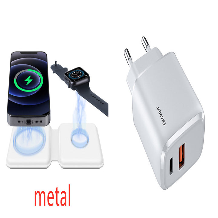 2 în 1 încărcător wireless magnetic 15W Dock de încărcare Wireless Qi Charger rapid