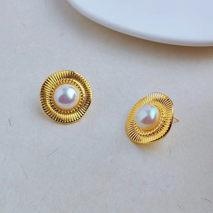 Retro Semicircle Pearl Stud Silver Cercei exagerați