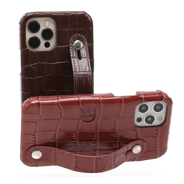 Leather Wrist Strap Card Holder Phone Case Cover