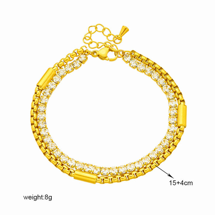 Hip Hop Cool Minority All-match Diamond Bracelet Multi-layer Twin Titanium Steel Chain Bracelet