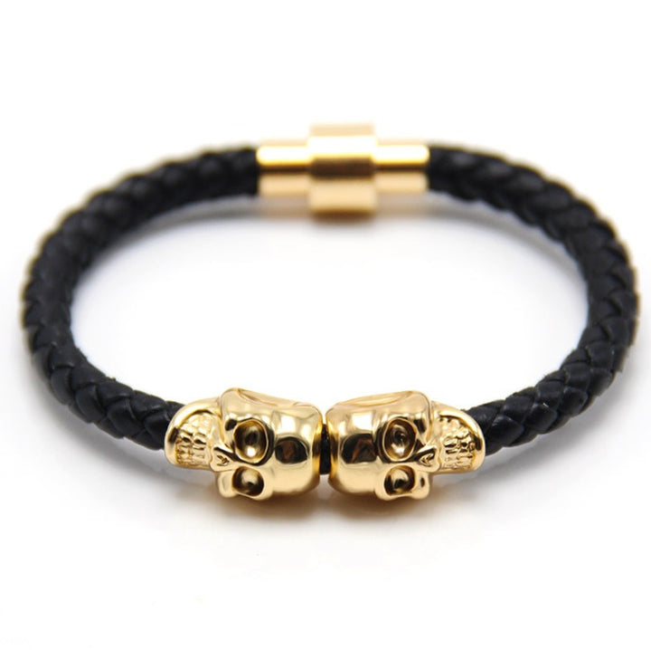 Explosive men's leather ghost head bracelet Punk style high quality skull bracelet