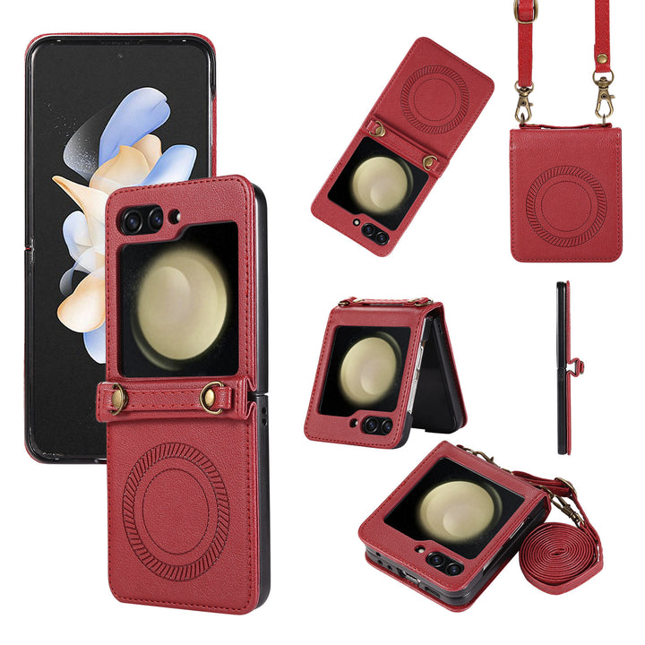 Wireless Charging Magnetic Suction Crossbody Flip Phone Case