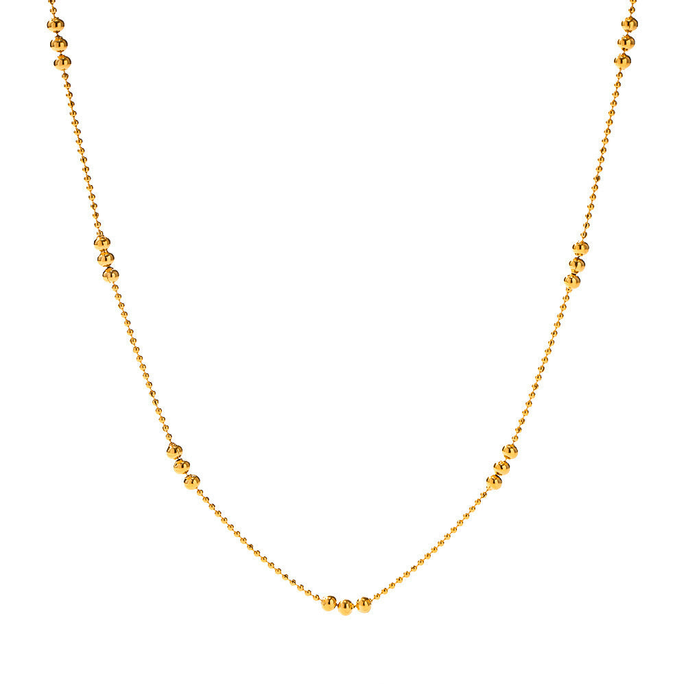 European And American High-grade 18K Gold Stainless Steel Design Versatile Ball Bead Chain Necklace