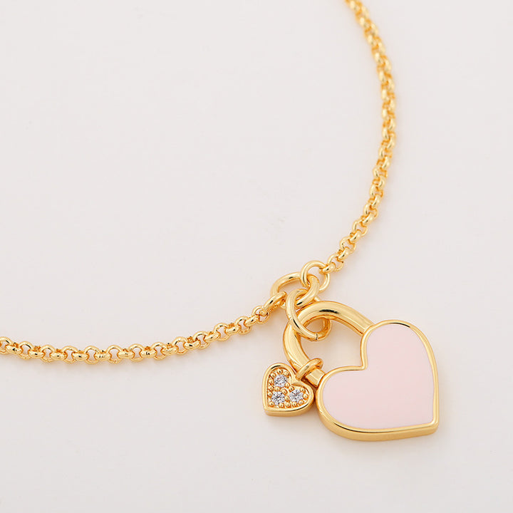 Inlaid Shell Peach Heart Heart Brățară simplă pentru toate meciurile