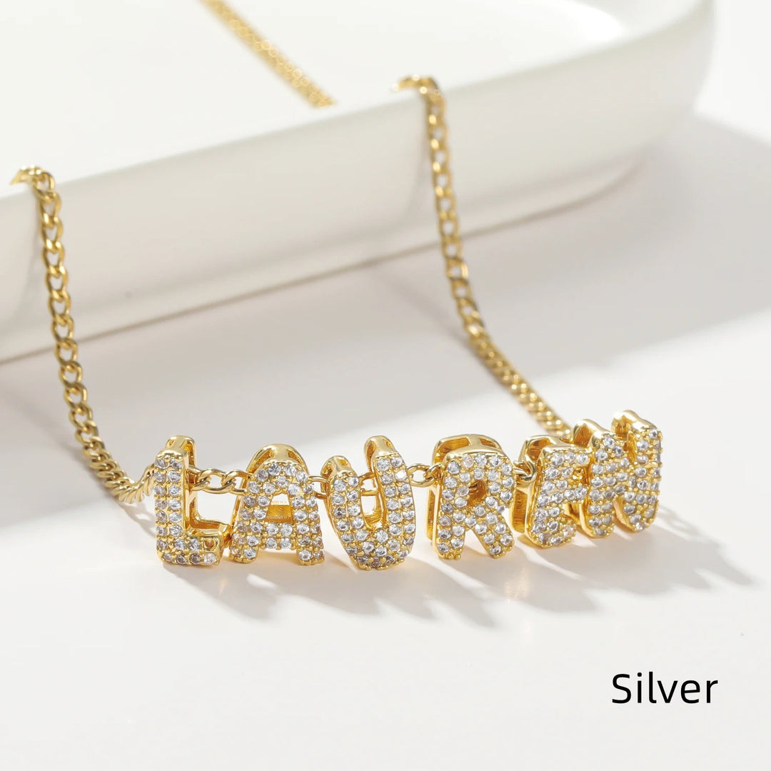 Personalised Crystal Bubble Name Pendant Necklace