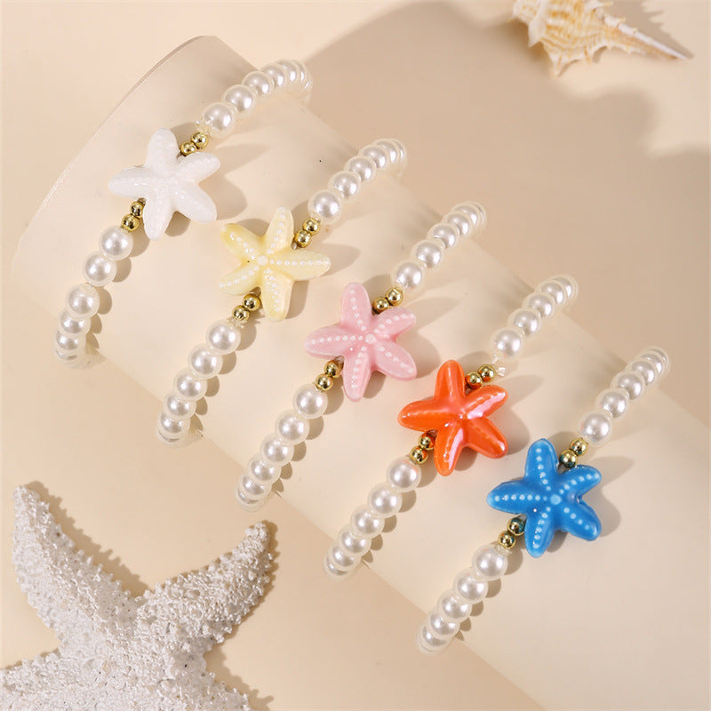 Pearl Bracelet Starfish Ocean Style Alloy Bracelet