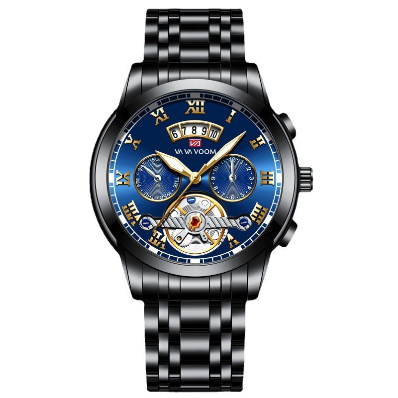 Stainless Steel Men's Tourbillon Quartz Watch