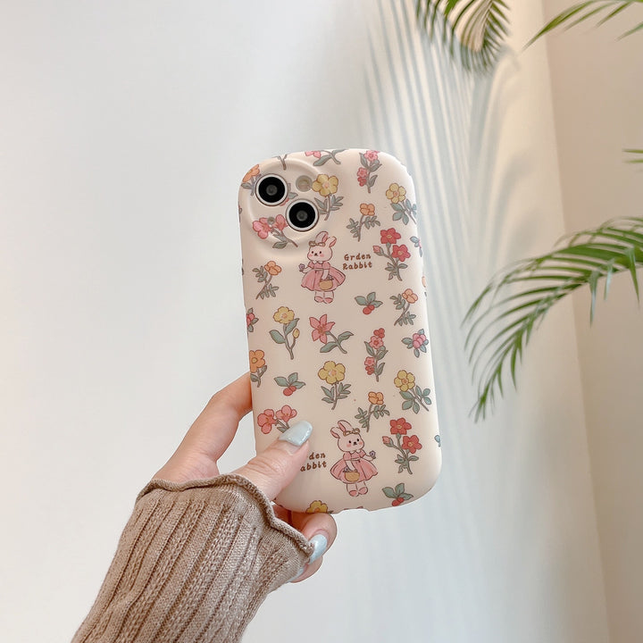 Iepuras floral potrivit pentru iPhone14pro Max Phone Carcasă Sentiment Matte Matte