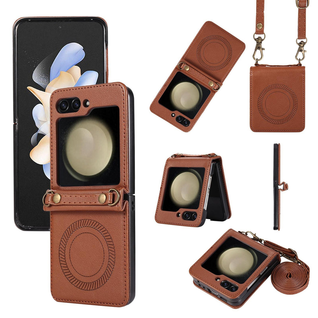 Wireless Charging Magnetic Suction Crossbody Flip Phone Case