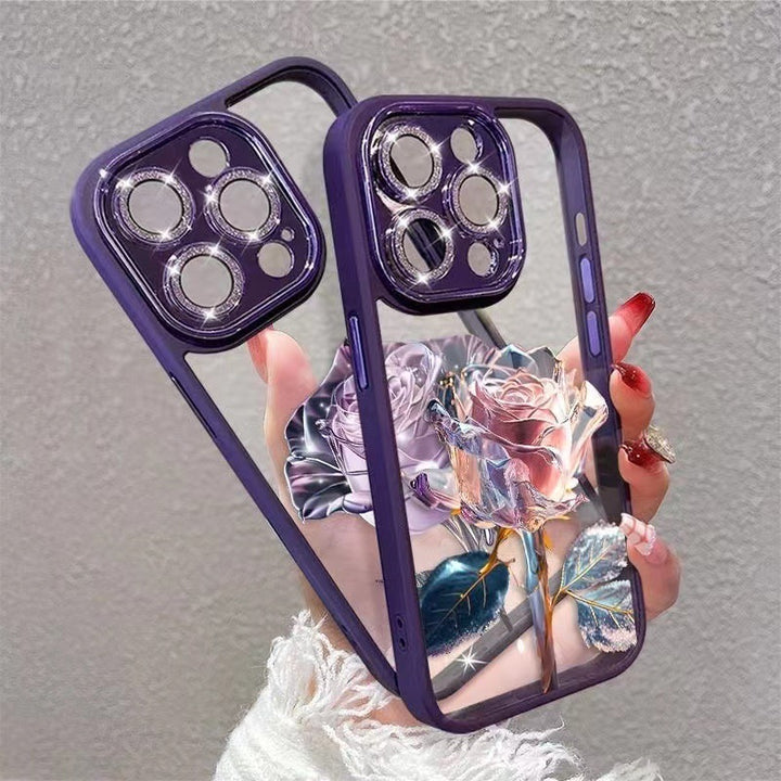 Full Package Rose Phone Case With Lens Film