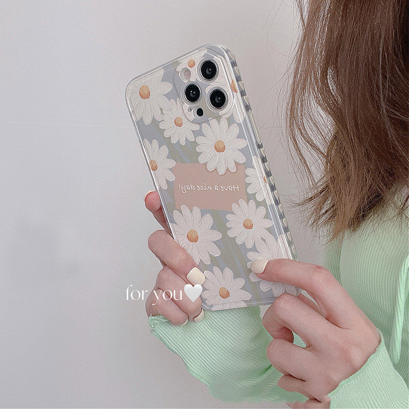 Transparent Side Oil Painting Daisy Silicone Phone Case