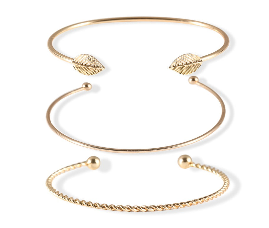 Simple personality leaf three-piece bracelet