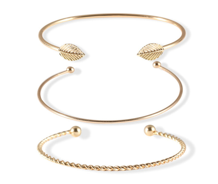 Simple personality leaf three-piece bracelet