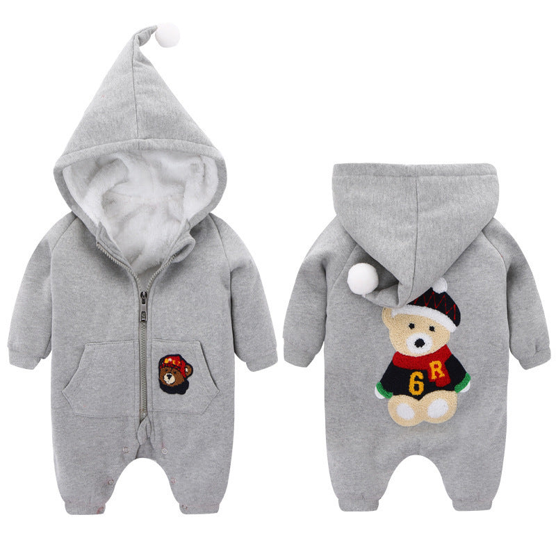 Warm baby onesie with fleece