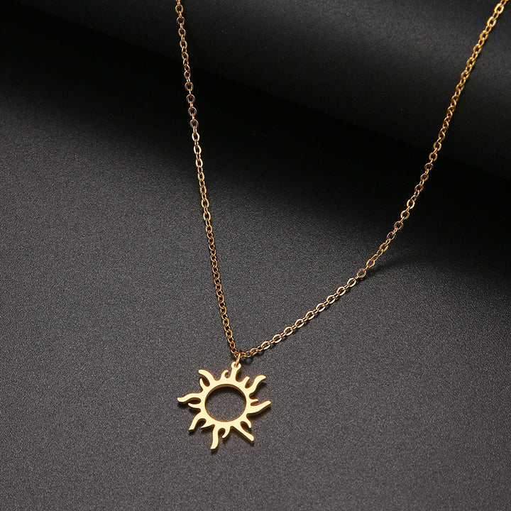 Titanium Steel Plating Ethnic Sun Totem Pendant Clavicle Necklace