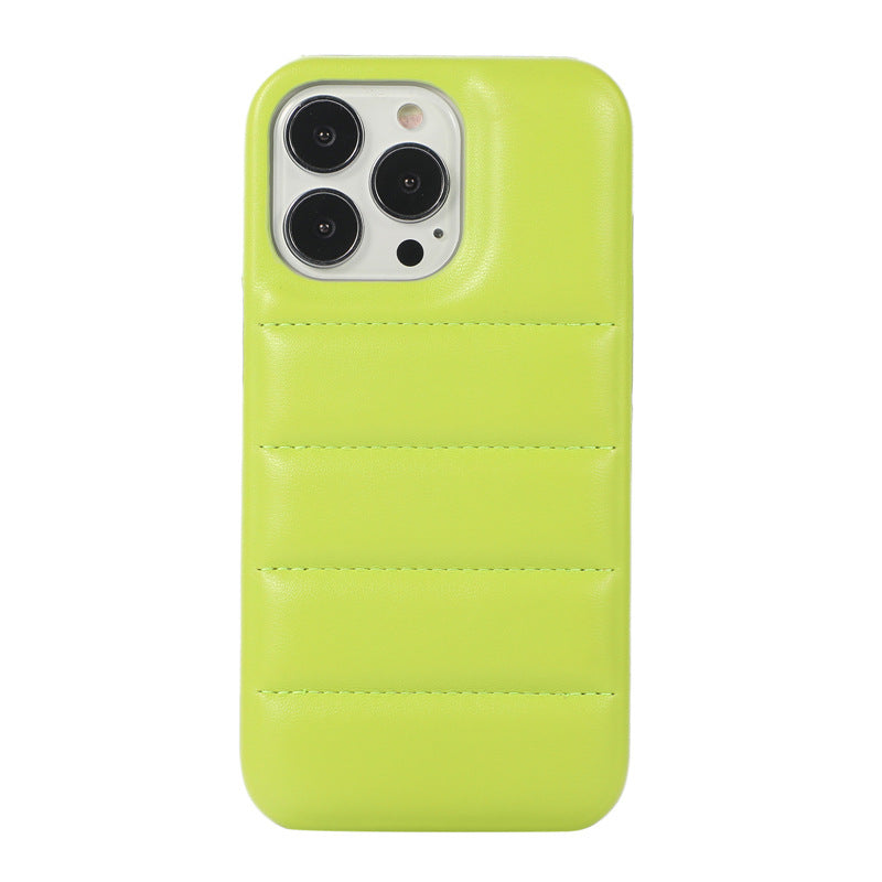 Instagram Leather Down Jacket Phone Case In Simple Solid Color