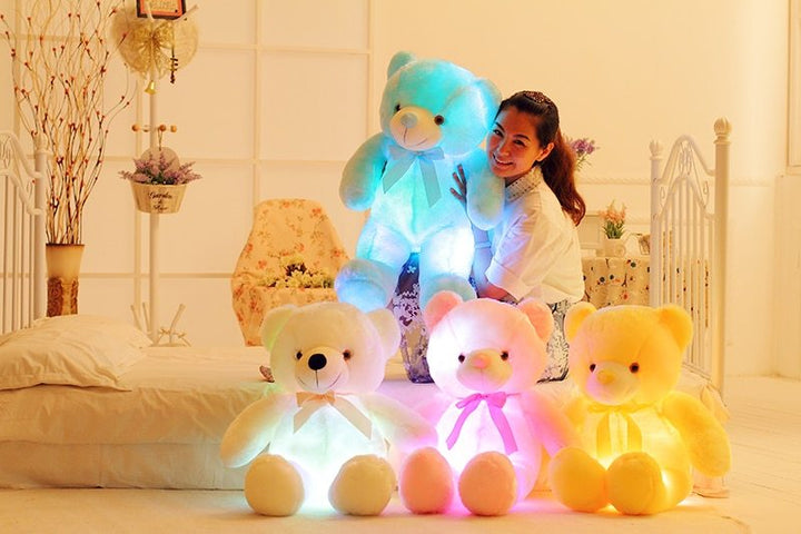 Creative Light Up Teddy Ursuleți umplute Plușă jucărie de pluș colorat de Crăciun strălucitor pentru copii pernă pentru copii