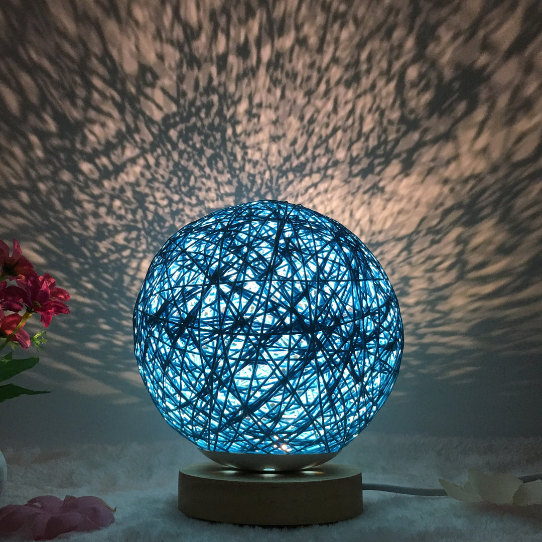 Amazon Hot Selling Linen Linen Lampa de masă roman și unic LED inteligent USB7 Color RGB16 Color Color Control Rattan Ball Lampa