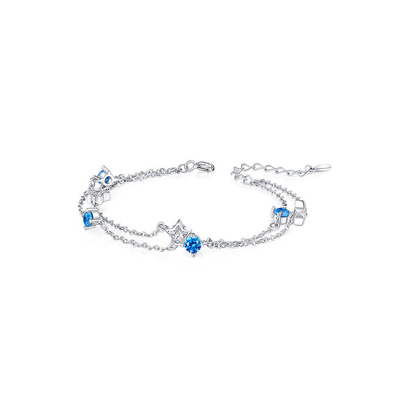 Brățară de stele duble cu cercuri de modă Diamond Blue Diamond