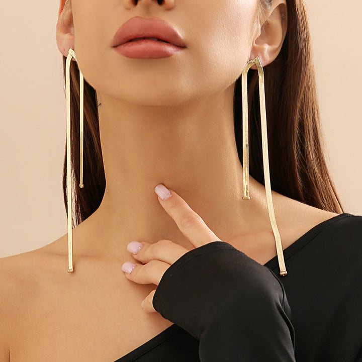 Long Party Snake Bones Chain Tassel Earrings