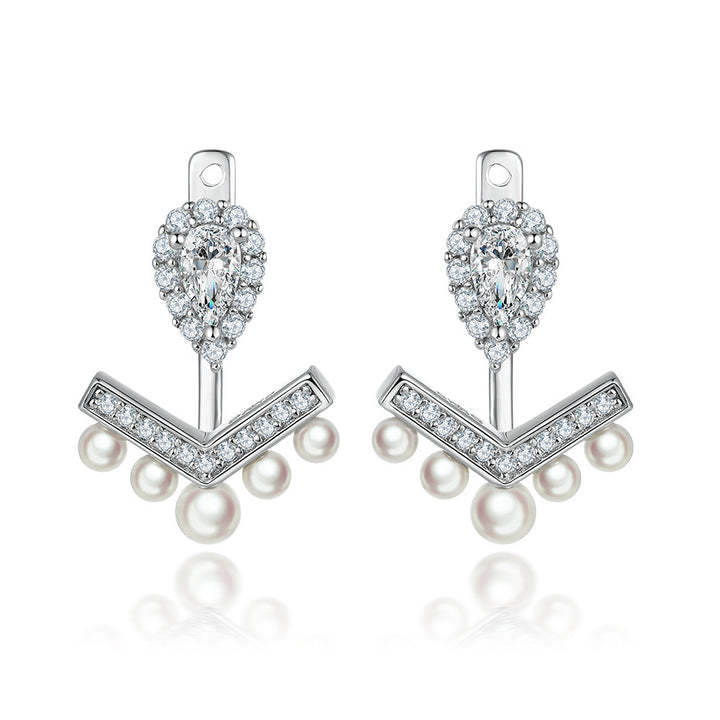 Women's Crown Heart-shaped Zircon 925 Sterling Silver Stud Earrings