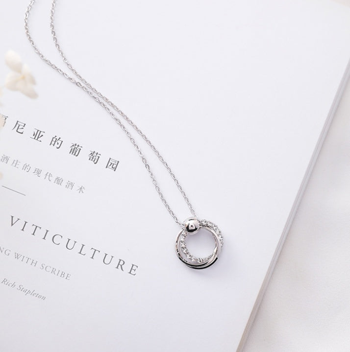 Korean Version Of The Temperament Simple Wild Drill Earrings Personalized Diamond Hollow Ring Earrings With The Necklace