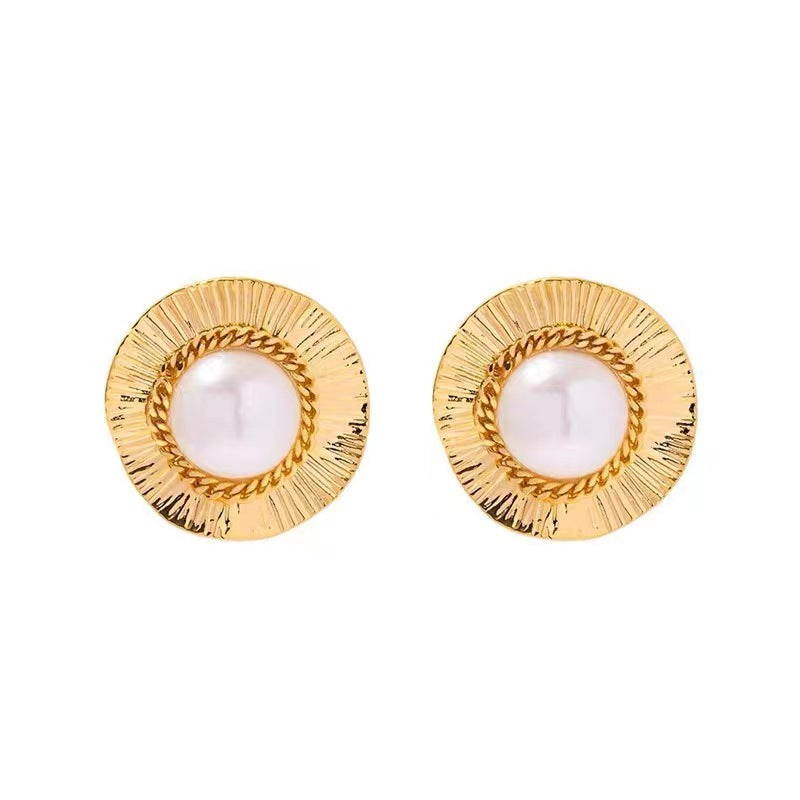 Retro Semicircle Pearl Stud Silver Cercei exagerați