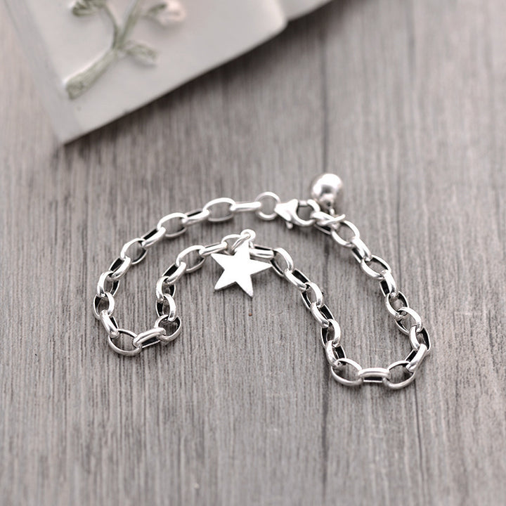 Vintage 925 Sterling Silver Star Star Bead Brățară de farmec și bijuterii de nuntă pentru doamne cu breton