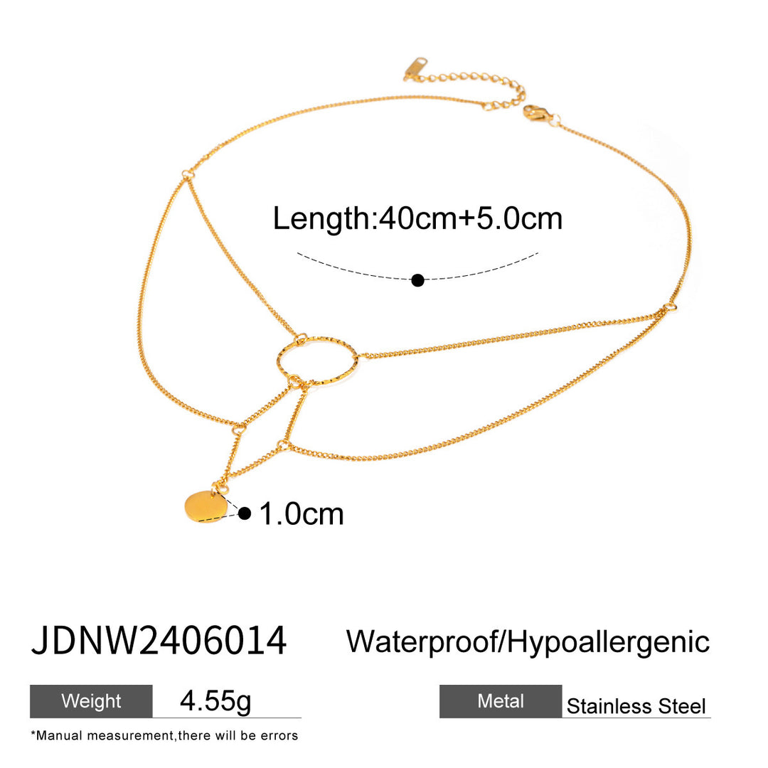 Colier cu inel geometric a sus spânzurat din oțel inoxidabil de 18k din aur