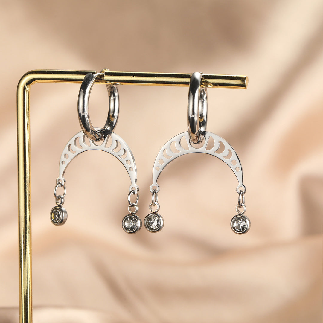 European And American Cut Geometric Curved Earrings